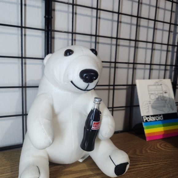 Coca-Cola Brand Plush Polar Bear Holding Coke Bottle 1993 Vintage - Picture 3 of 4